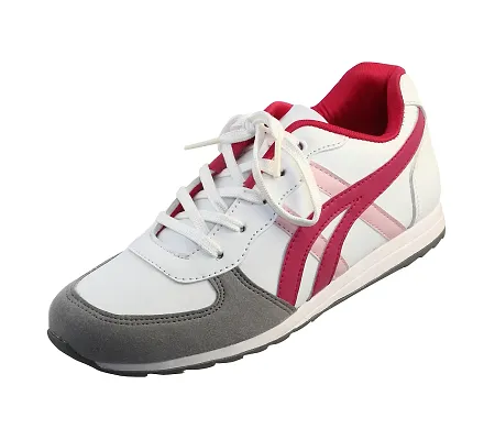 Stylish Grey Synthetic Leather Solid Running Shoes For Women