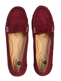 Elegant Maroon Synthetic Leather Self Design Loafers For Women-thumb4