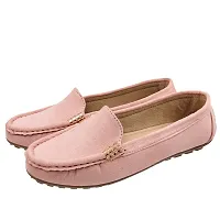 Elegant Pink Synthetic Leather Self Design Loafers For Women-thumb4