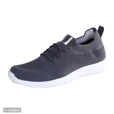 Stylish Grey Synthetic Leather Solid Running Shoes For Women-thumb0