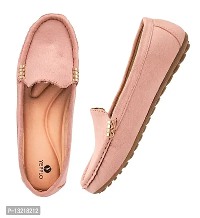 Elegant Pink Synthetic Leather Self Design Loafers For Women-thumb4