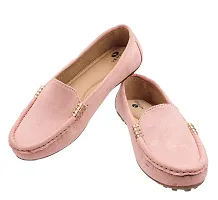 Elegant Pink Synthetic Leather Self Design Loafers For Women-thumb1