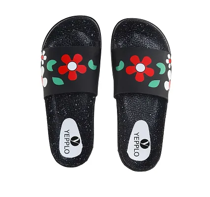 Elegant Red Rubber Solid Slippers For Women