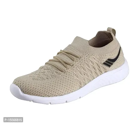 Stylish Beige Synthetic Leather Solid Running Shoes For Women-thumb0