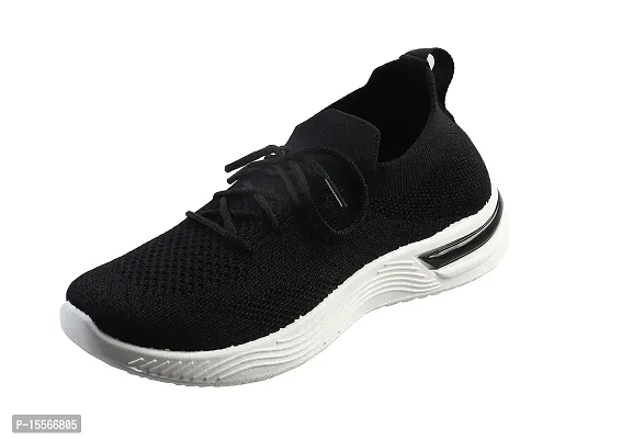 Stylish Black Synthetic Leather Solid Running Shoes For Women-thumb0