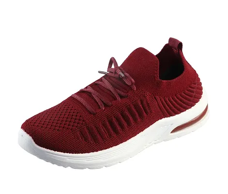 Stylish Maroon Synthetic Leather Solid Running Shoes For Women