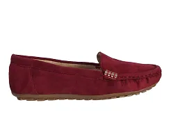 Elegant Maroon Synthetic Leather Self Design Loafers For Women-thumb3