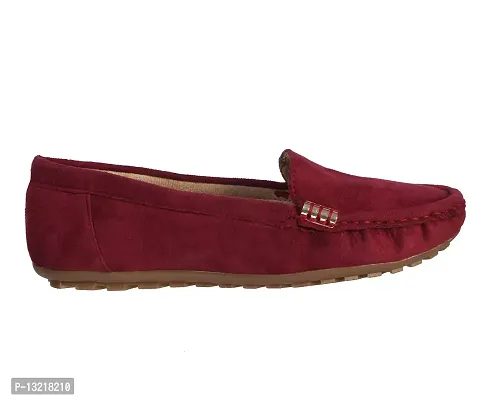 Elegant Maroon Synthetic Leather Self Design Loafers For Women-thumb4