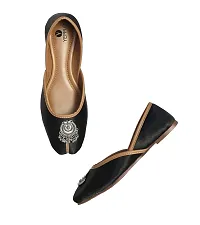 Stylish Black Synthetic Leather Embellished Mojaris For Women-thumb2