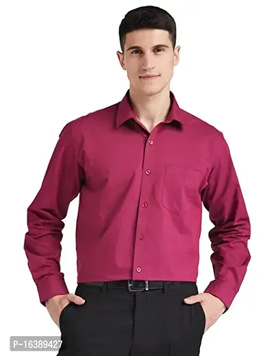 Reliable Magenta Cotton  Long Sleeves Casual Shirts For Men-thumb0