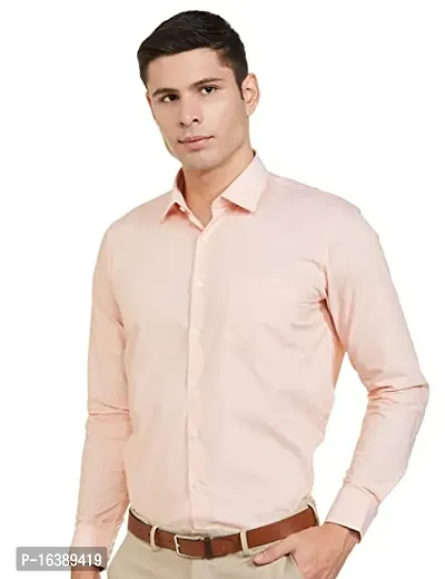 Reliable Peach Cotton  Long Sleeves Casual Shirts For Men