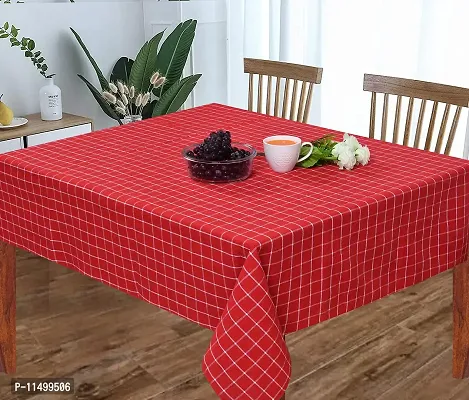 CRAZYWEAVES Cotton Durable Machine Washable Rectangular Dining Table Cloth for Dinning Table (58"" x 72"" 8 Seater, RED Big Check)