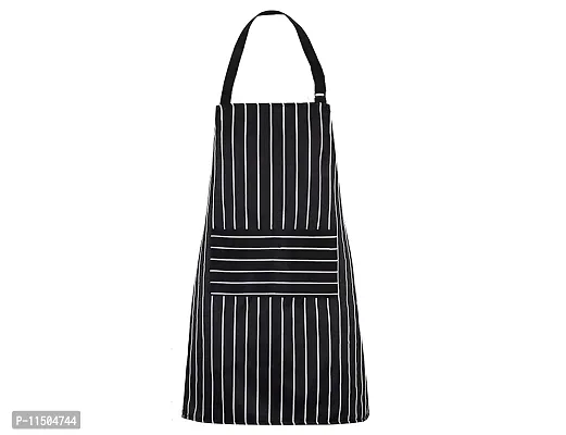 CRAZYWEAVES cooking apron for women and men for hotel and home use apron 100% cotton apron with adjustable neck strap aprons (BLACK)