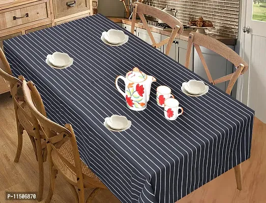 CRAZYWEAVES Cotton Durable Machine Washable Rectangular Dining Table Cloth for Dinning Table (42"" x 42"" 2 Seater, Black Big Stripe)