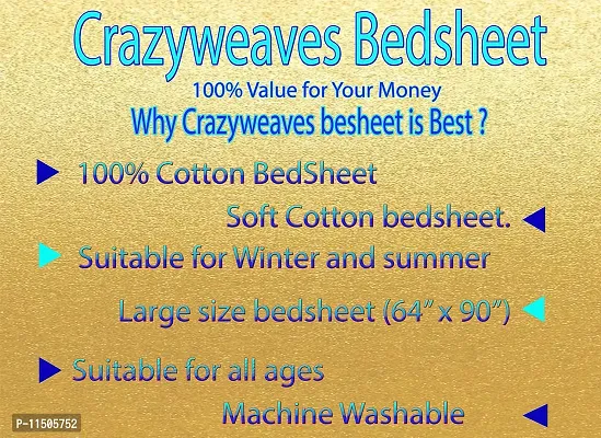 CRWAYWEAVES Khadi Cotton Bed Sheet for Single Bed Cover Single bedsheet Flat Sheet 100% Cotton Multicolor (Black and White)-thumb2
