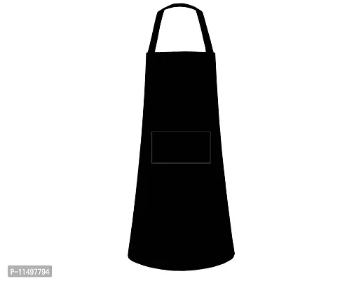 CRAZYWEAVES cooking apron for women and men for hotel and home use apron 100% cotton apron with adjustable neck strap aprons (black plain)-thumb0