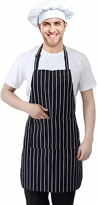 CRAZYWEAVES 100% cotton apron cooking kitchen apron for women and men chef apron (black big stripe)-thumb3