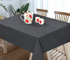 CRAZYWEAVES Cotton Durable Machine Washable Rectangular Dining Table Cloth for Dinning Table (42"" x 42"" 2 Seater, Black Mini Check)-thumb1