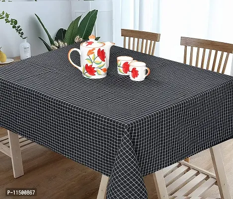 CRAZYWEAVES Cotton Durable Machine Washable Rectangular Dining Table Cloth for Dinning Table (42"" x 42"" 2 Seater, Black Mini Check)-thumb2