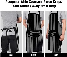 CRAZYWEAVES 100% cotton apron cooking kitchen apron for women and men chef apron (black big stripe)-thumb1