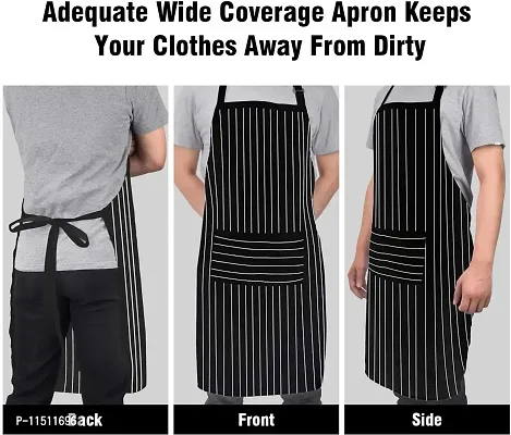 CRAZYWEAVES 100% cotton apron cooking kitchen apron for women and men chef apron (black big stripe)-thumb2