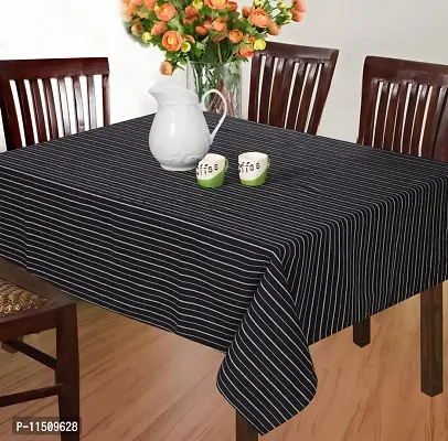 CRAZYWEAVES Cotton Durable Machine Washable Rectangular Dining Table Cloth for Dinning Table (58"" x 48"" 4 Seater, Black)(Pack of 1)