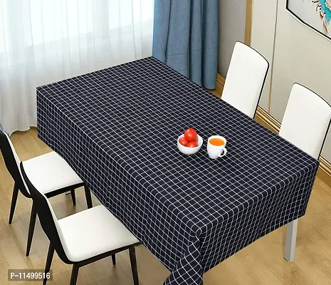 CRAZYWEAVES Cotton Durable Machine Washable Rectangular Dining Table Cloth for Dinning Table (58"" x 48"" 4 Seater, Black Big Check) (58""x72"")