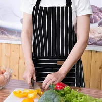 CRAZYWEAVES 100% cotton apron cooking kitchen apron for women and men chef apron (black big stripe)-thumb2