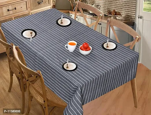 CRAZYWEAVES Cotton Durable Machine Washable Rectangular Dining Table Cloth for Dinning Table (58 X 72, Grey Big Stripe)