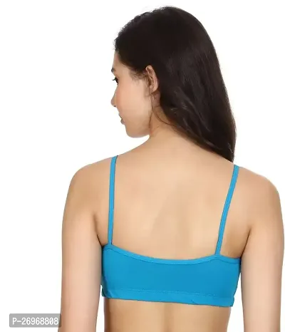 Stylish Cotton Solid Blue Sports Bras For Women-thumb2