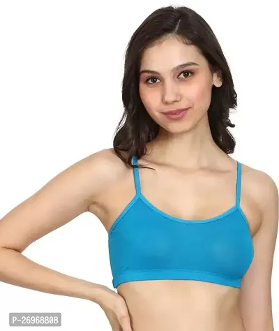 Stylish Cotton Solid Blue Sports Bras For Women-thumb0