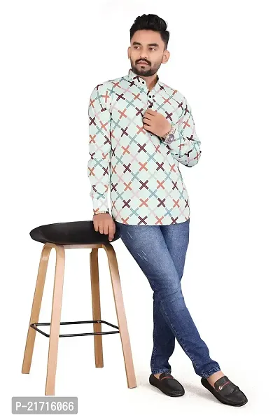 THE COLLAR FITT Men's Designer Digital Printed Twill Cotton Full Sleeve Reguler Fir Stand Collar Kurta Shirt-thumb5