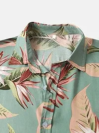 THE COLLAR FITT Men's Casual Print Lycra Shirt (M, Green Pan)-thumb2