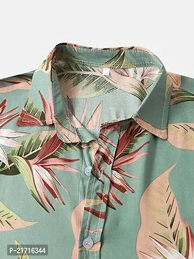 THE COLLAR FITT Men's Casual Print Lycra Shirt (M, Green Pan)-thumb3