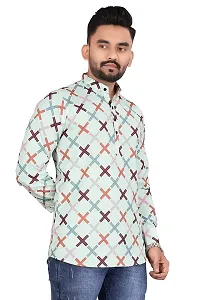 THE COLLAR FITT Men's Designer Digital Printed Twill Cotton Full Sleeve Reguler Fir Stand Collar Kurta Shirt-thumb3