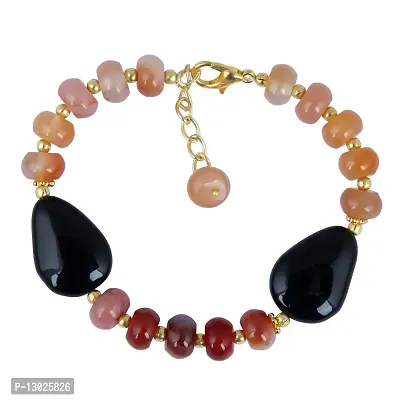 Carnelian And Agate 7 Inches Beads Bracelet For Women