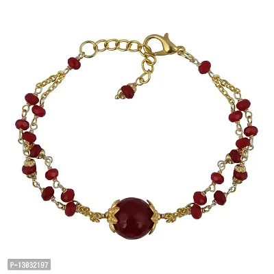 Red Jade Beads 7 Inch Bracelet For Women