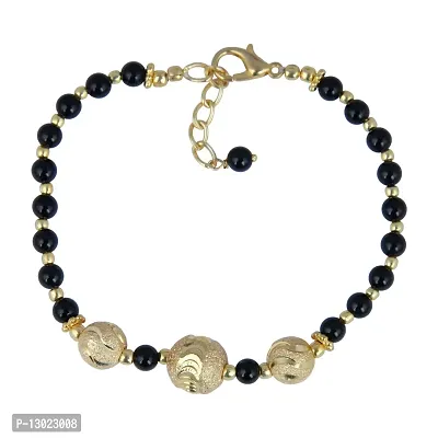 PearlzGallery Black Agate 8 Inches Lobster Clasp Bracelet For Girls & Women