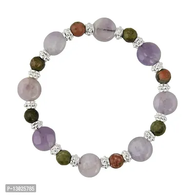 Pearlz Gallery Jasper Amethyst Lavender Faceted Round Coin Beads Bracelet For Women & Girls