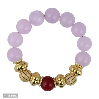PearlzGallery Red And Pink Quartz Beads Stretchable Bracelet For Girls & Women