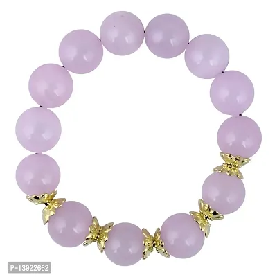 PearlzGallery Pink Quartz Stretchable Beads Bracelet For Girls & Women-thumb0