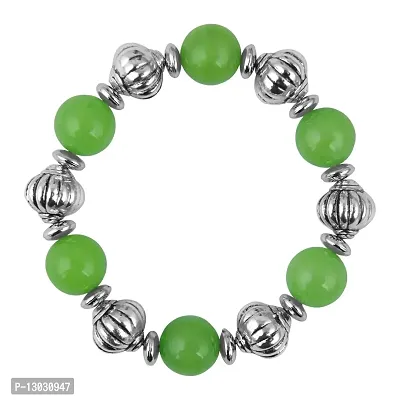 Green Quartz Beads 8 Inch Stretchable Bracelet For Women