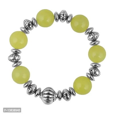 Yellow Quartz Beads 7.5 Inch Stretchable Bracelet For Women