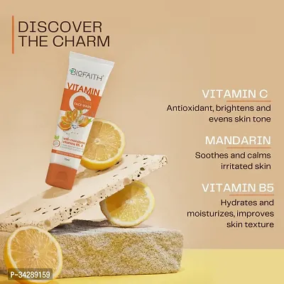 BioFaith Vitamin C Face Wash | With Mandarin  Vitamins B5, E | Brightens Skin Tone | 70 ml - Pack of 2-thumb2