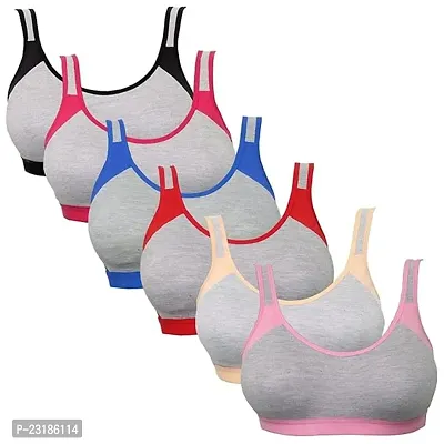 Stylish Fancy Cotton Solid Bras For Women Pack Of 6