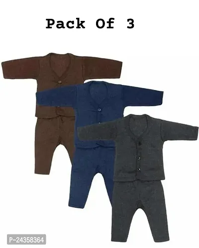 Kids Boys Multicolor Wool Thermals Pack of 3