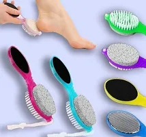 4 in 1 Pediure Brush for Dead Skin | Foot Scrubber for Callus Remover | Foot Cleaning Tool with Pumice Stoone, Metal Scrapper and Foot Filer  Pack Of 2-thumb1