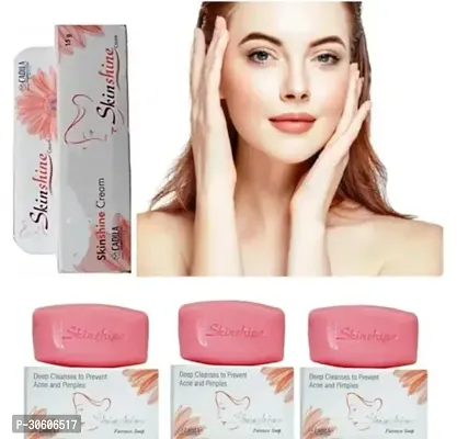 Skin shine soap-3 and cream-1 for silky and shiny skin pack of 4-thumb0