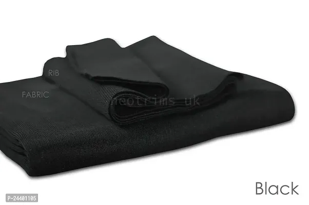 Polyester Jersey Knit Rib Stretch Fabric  Matching Ribbing Cuffs Waistbands Trim.Dress Making Material and Welts for Trimming Garments.British Made,Neotrims. Black 1 Meter (Fabric Only)-thumb3