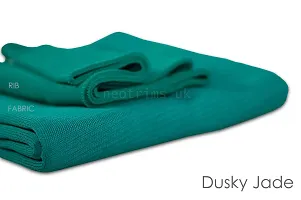 Polyester Jersey Knit Rib Stretch Fabric  Matching Ribbing Cuffs Waistbands Trim.Dress Making Material and Welts for Trimming Garments.British Made,Neotrims. Dusky Jade 1 Meter (Fabric Only)-thumb2